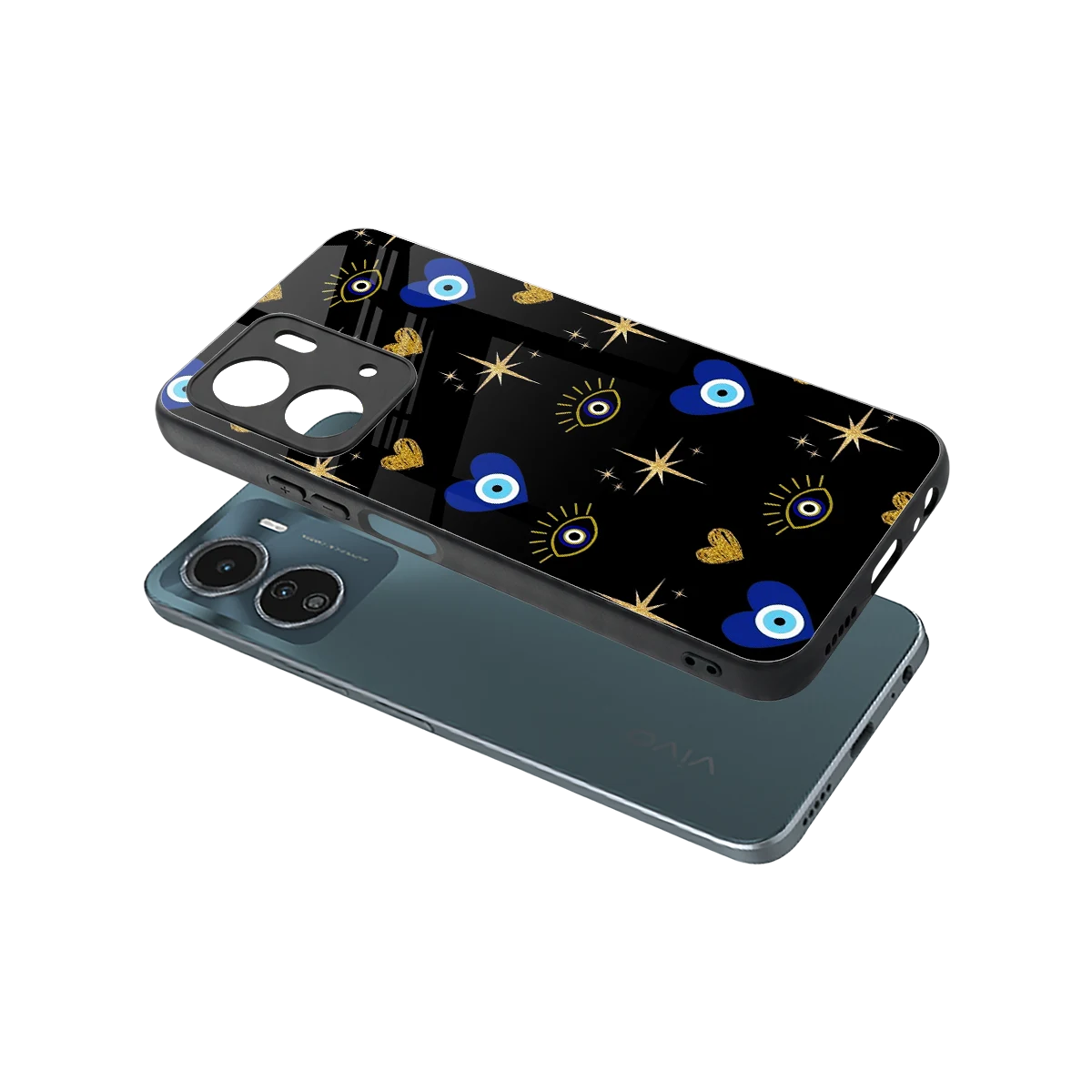 Divine Protection sleek vivo y16 cover with tempered glass back and TPU edges