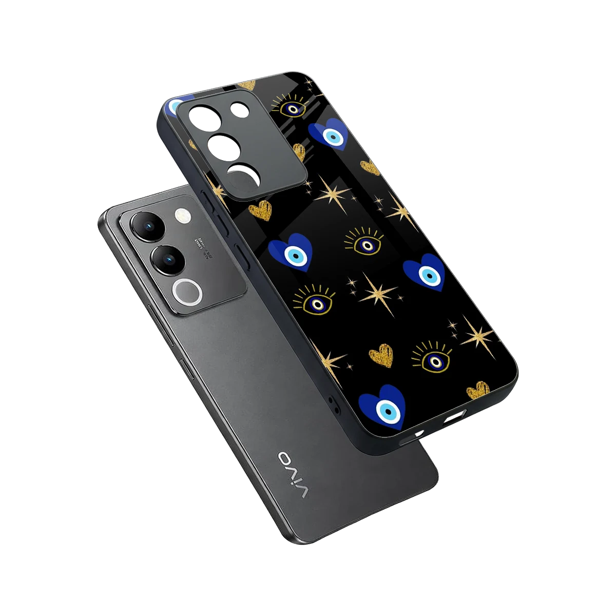Divine Protection sleek vivo y200 5g cover with tempered glass back and TPU edges