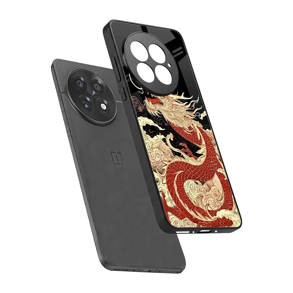 Dragon Spirit sleek oneplus 13 cover with tempered glass back and TPU edges