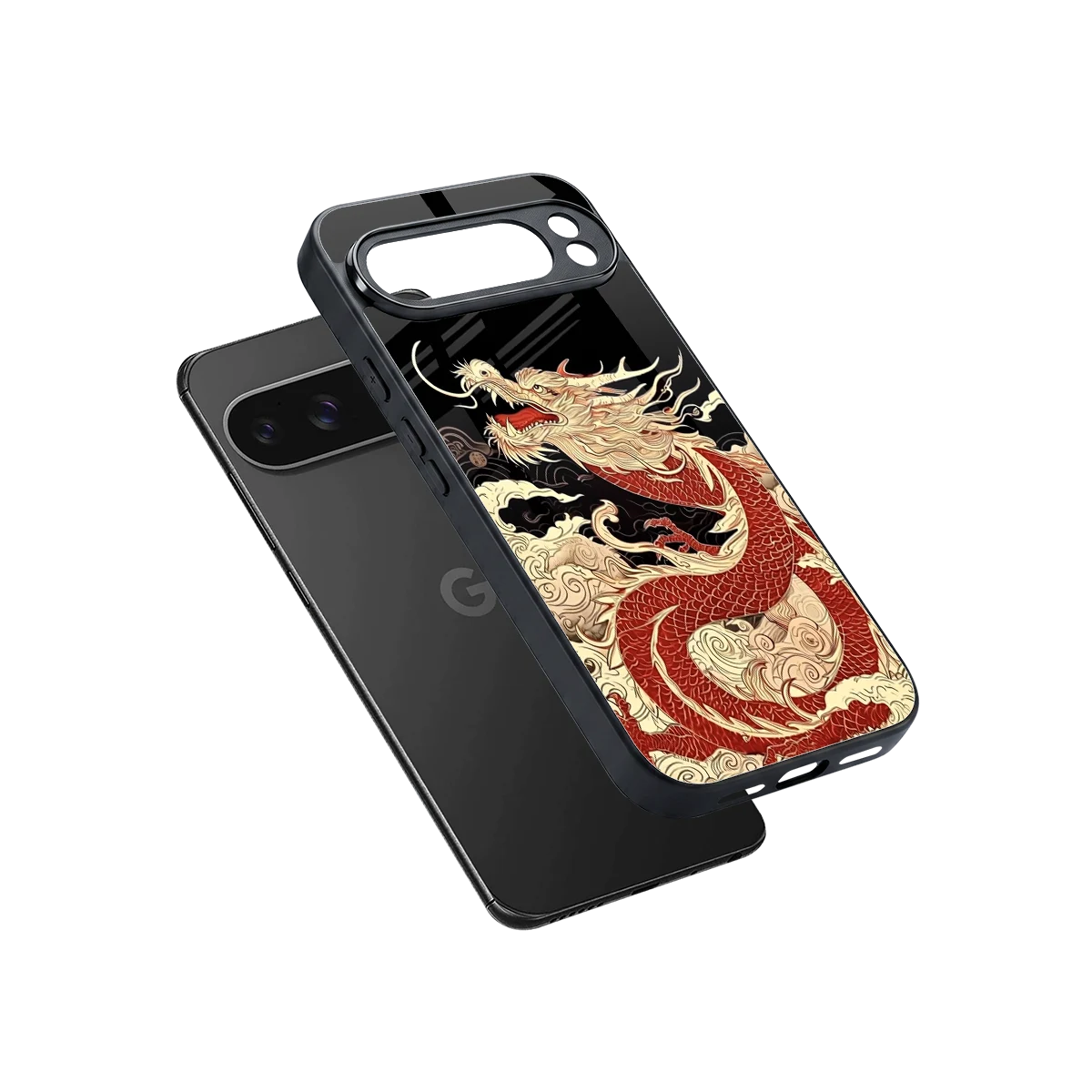 Dragon Spirit sleek google pixel 10 pro xl cover with tempered glass back and TPU edges