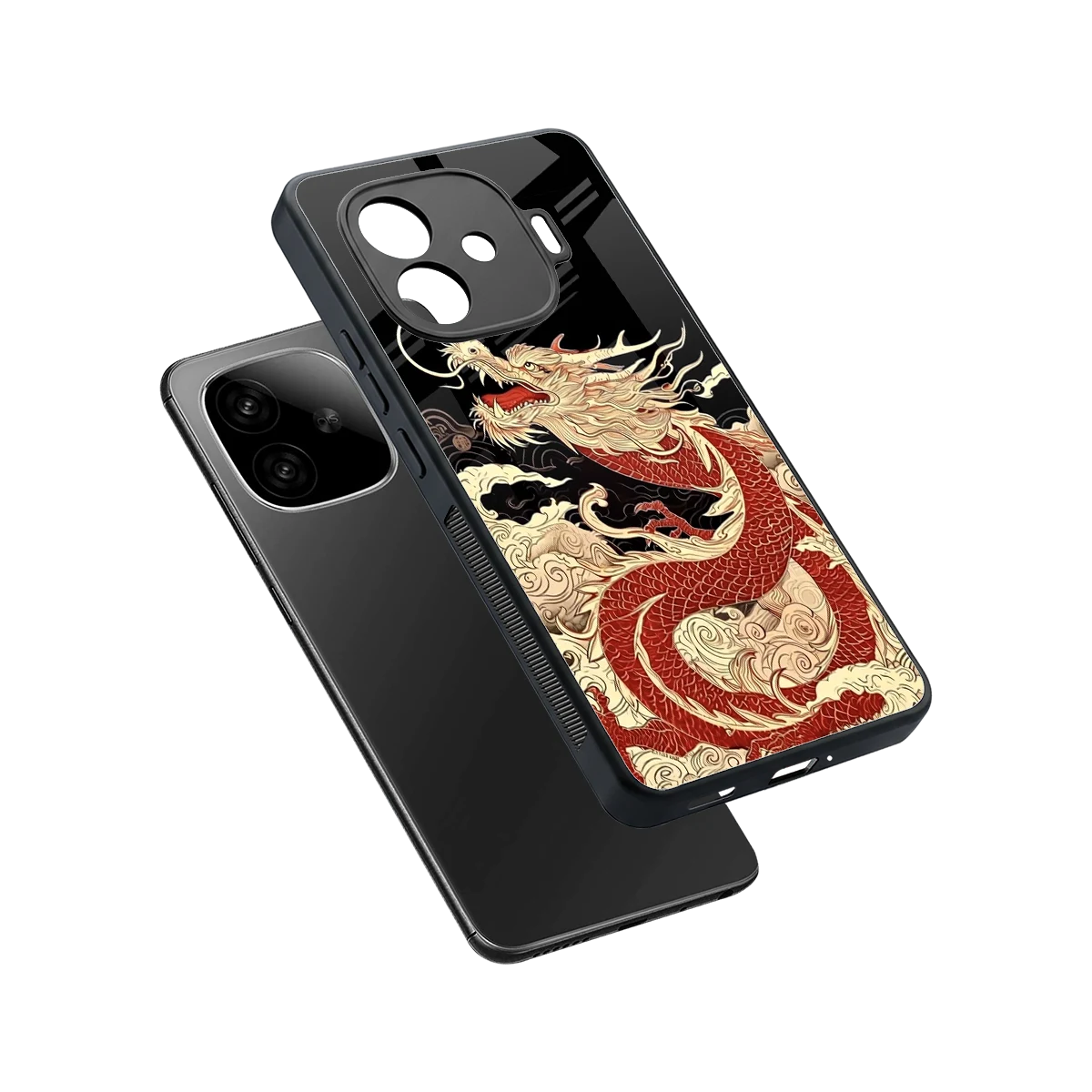Dragon Spirit sleek iqoo neo 10r 5g cover with tempered glass back and TPU edges