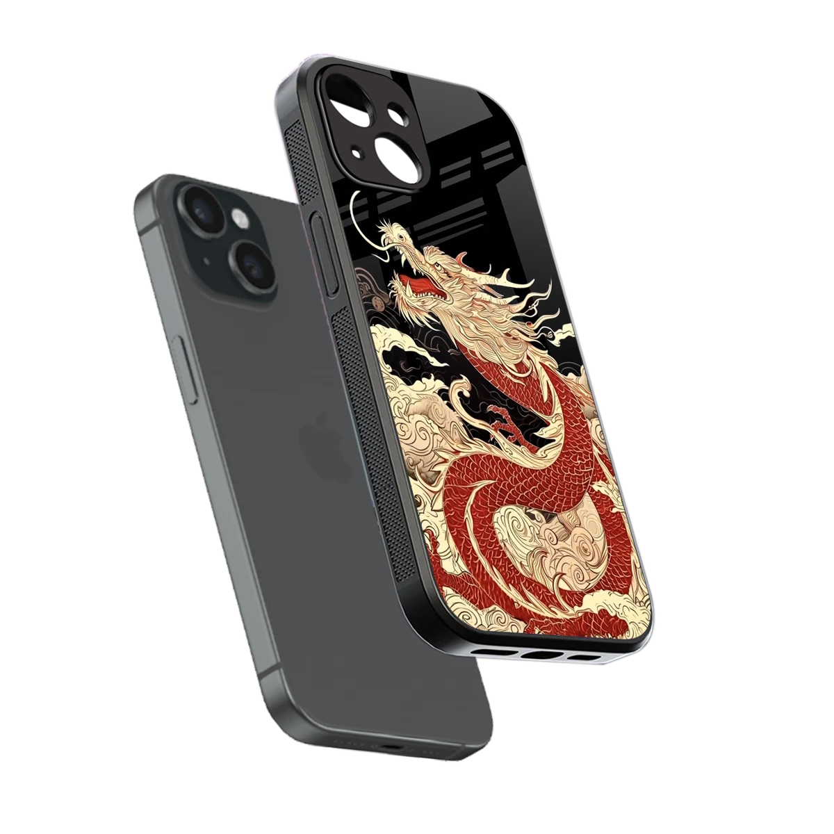 Dragon Spirit sleek iphone 13 cover with tempered glass back and TPU edges