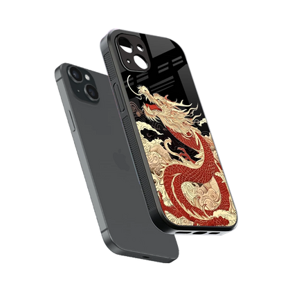 Dragon Spirit sleek iphone 14 plus cover with tempered glass back and TPU edges