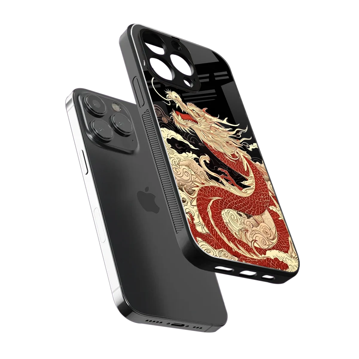 Dragon Spirit sleek iphone 16 pro max cover with tempered glass back and TPU edges