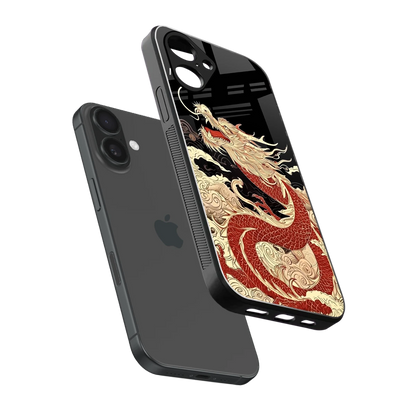 Dragon Spirit sleek iPhone 16 cover with tempered glass back and TPU edges