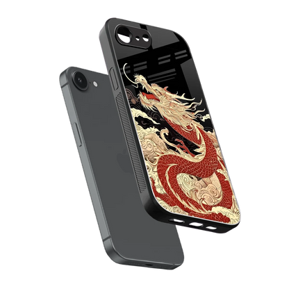 Dragon Spirit sleek iphone 16e cover with tempered glass back and TPU edges