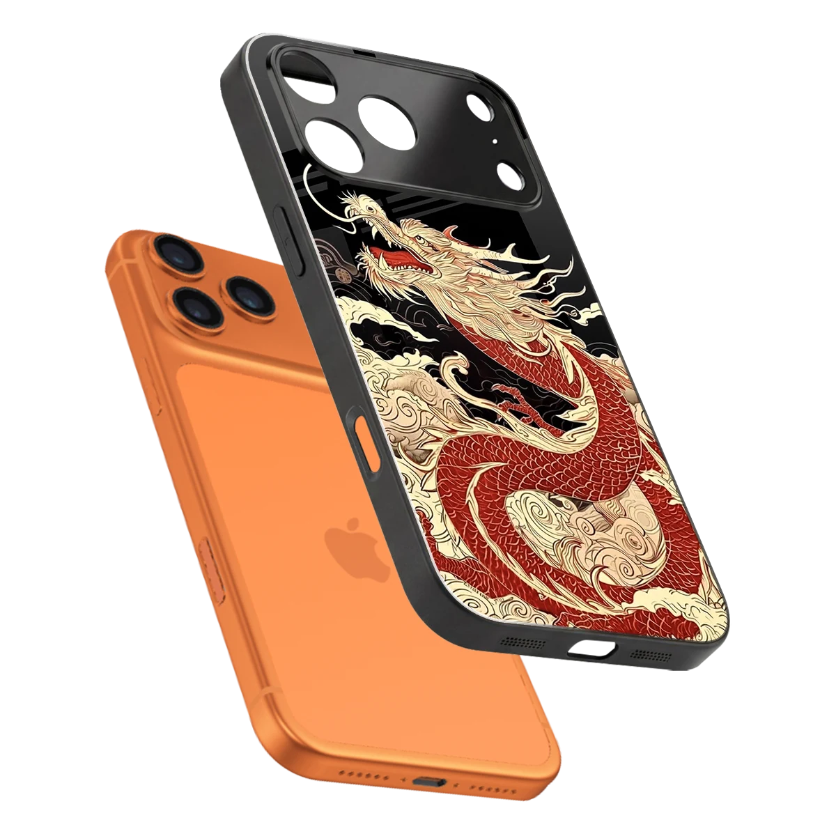 Dragon Spirit sleek iphone 17 pro max cover with tempered glass back and TPU edges