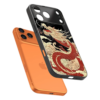 Dragon Spirit sleek iphone 17 pro max cover with tempered glass back and TPU edges