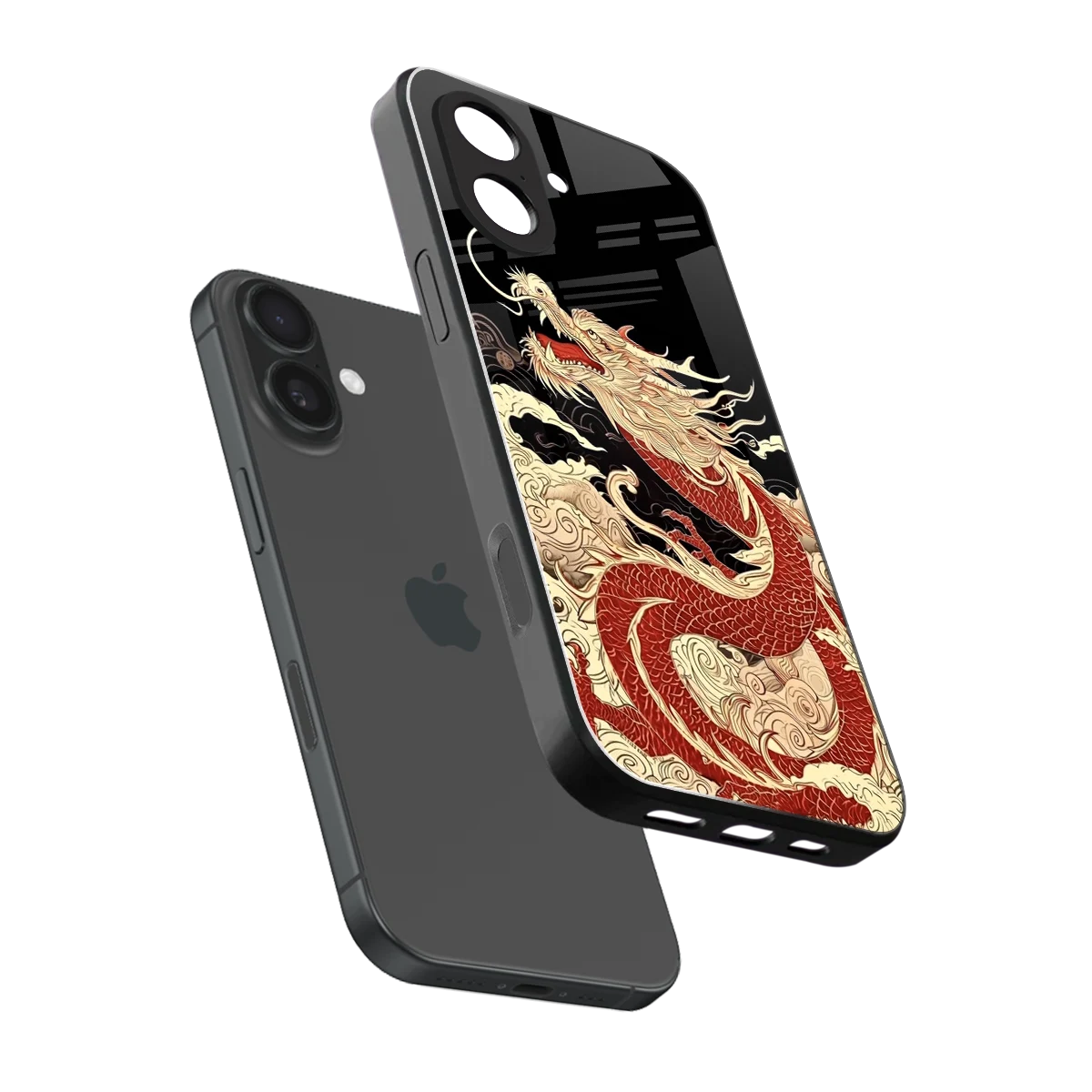Dragon Spirit sleek iphone 17 cover with tempered glass back and TPU edges