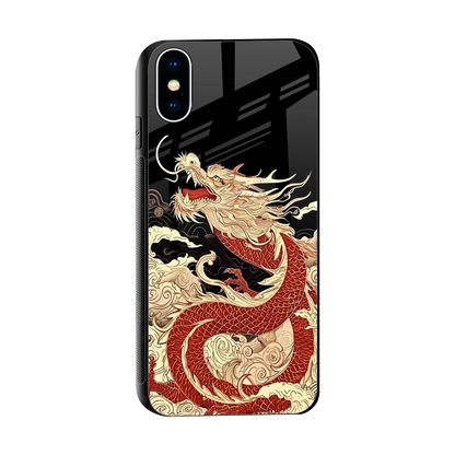 Dragon Spirit sleek iphone x cover with tempered glass back and TPU edges