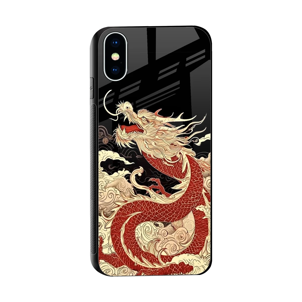 Dragon Spirit sleek iphone xs cover with tempered glass back and TPU edges