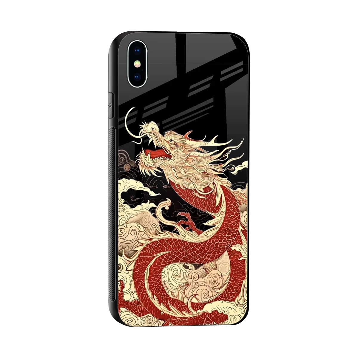Dragon Spirit sleek iphone xs max cover with tempered glass back and TPU edges