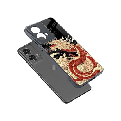 Dragon Spirit sleek motorola edge 50 fusion cover with tempered glass back and TPU edges