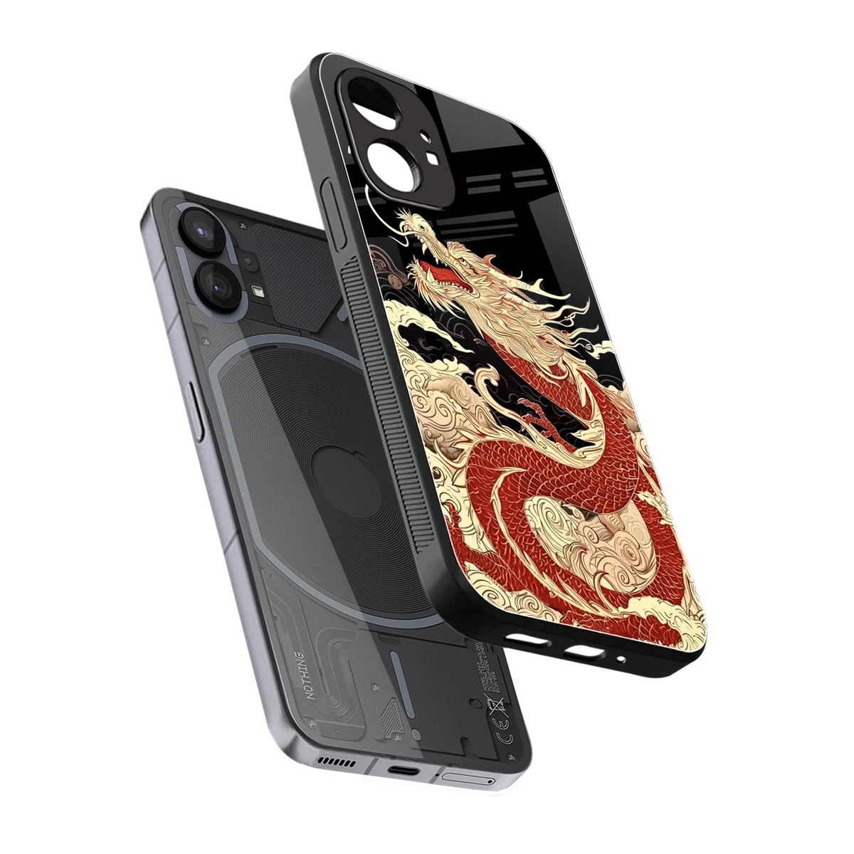 Dragon Spirit sleek nothing phone 1 cover with tempered glass back and TPU edges