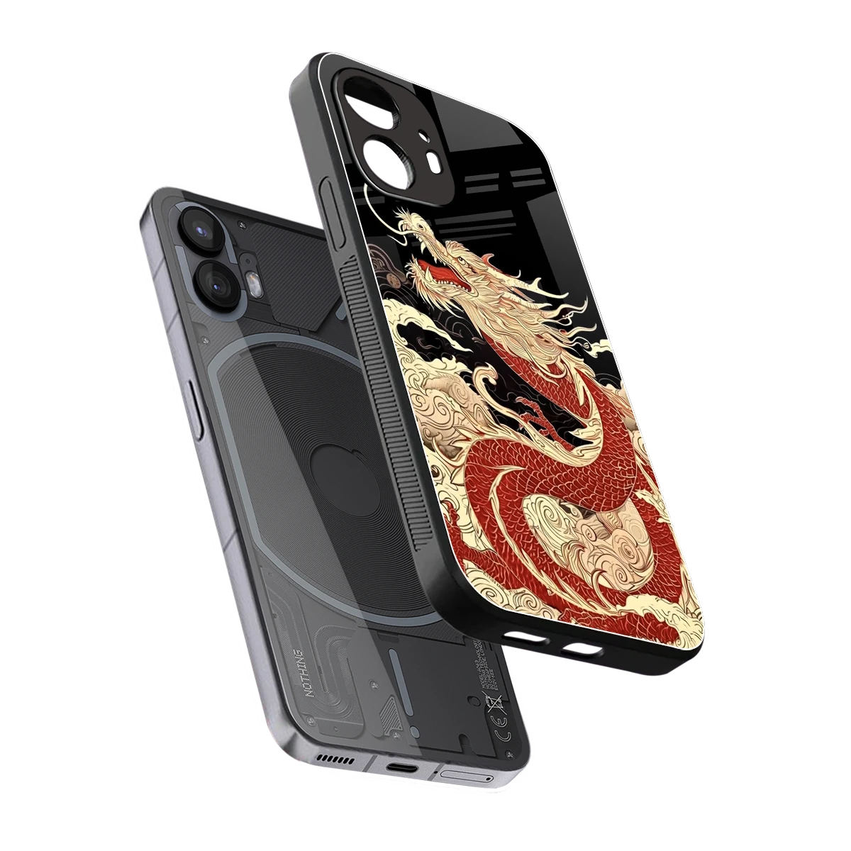 Dragon Spirit sleek nothing phone 2 cover with tempered glass back and TPU edges