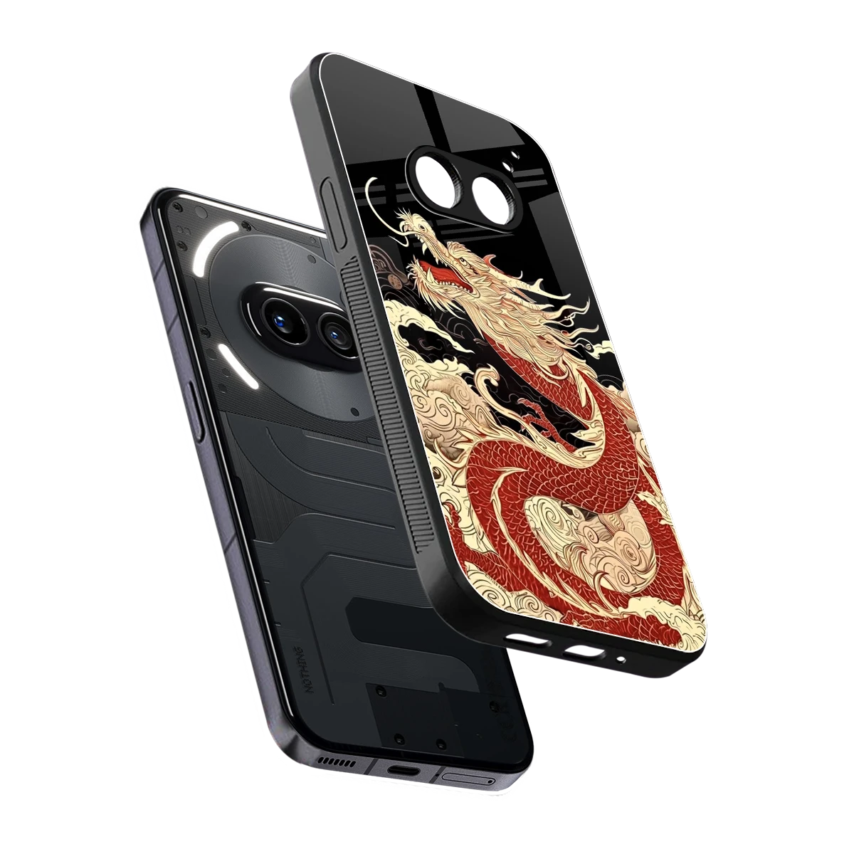 Dragon Spirit sleek nothing phone 2a cover with tempered glass back and TPU edges
