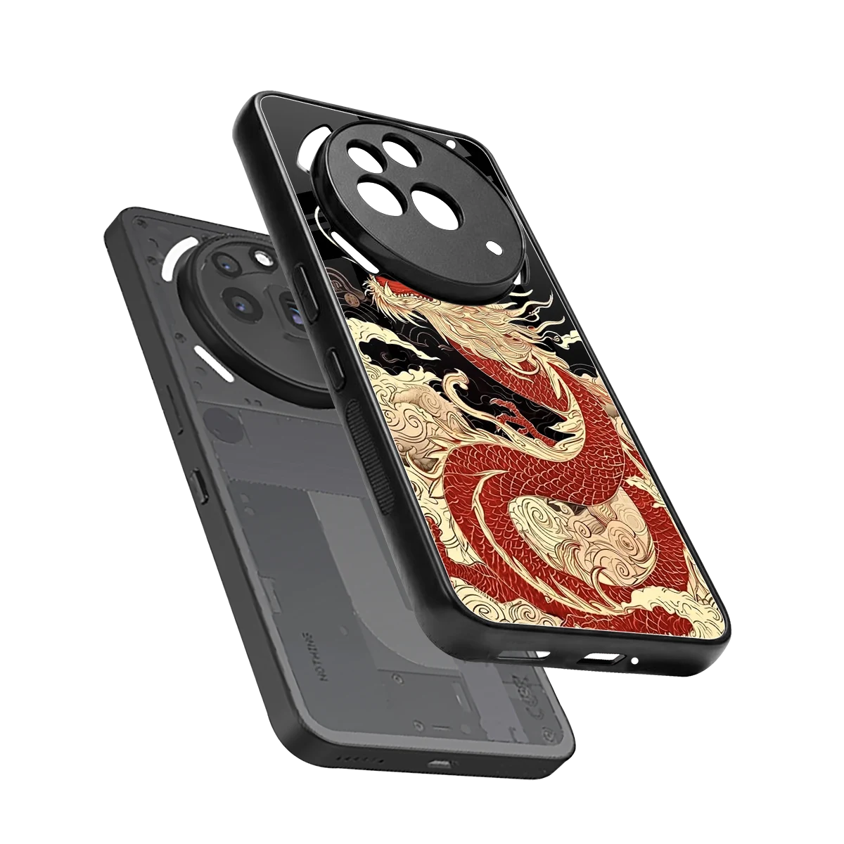 Dragon Spirit sleek nothing phone 3a pro cover with tempered glass back and TPU edges