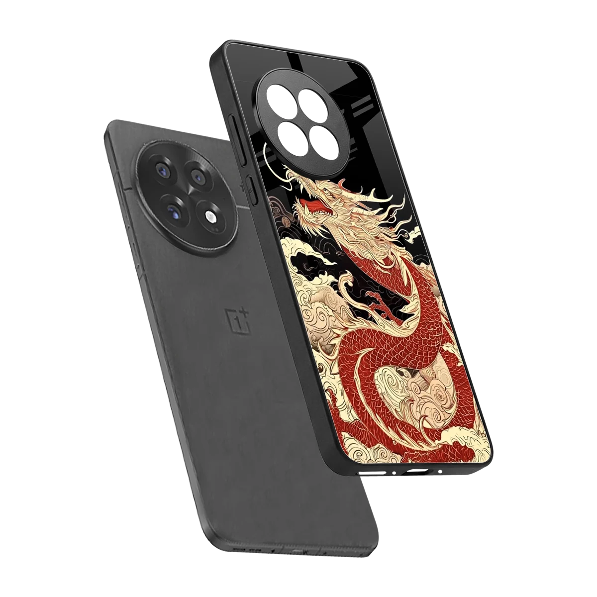 Dragon Spirit sleek oneplus 13r cover with tempered glass back and TPU edges