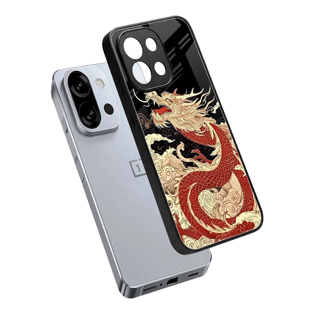 Dragon Spirit sleek oneplus 13s cover with tempered glass back and TPU edges