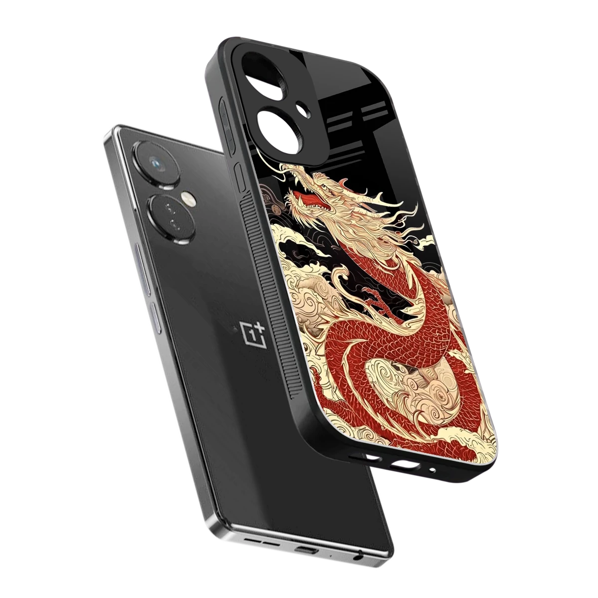 Dragon Spirit sleek oneplus nord ce 3 cover with tempered glass back and TPU edges
