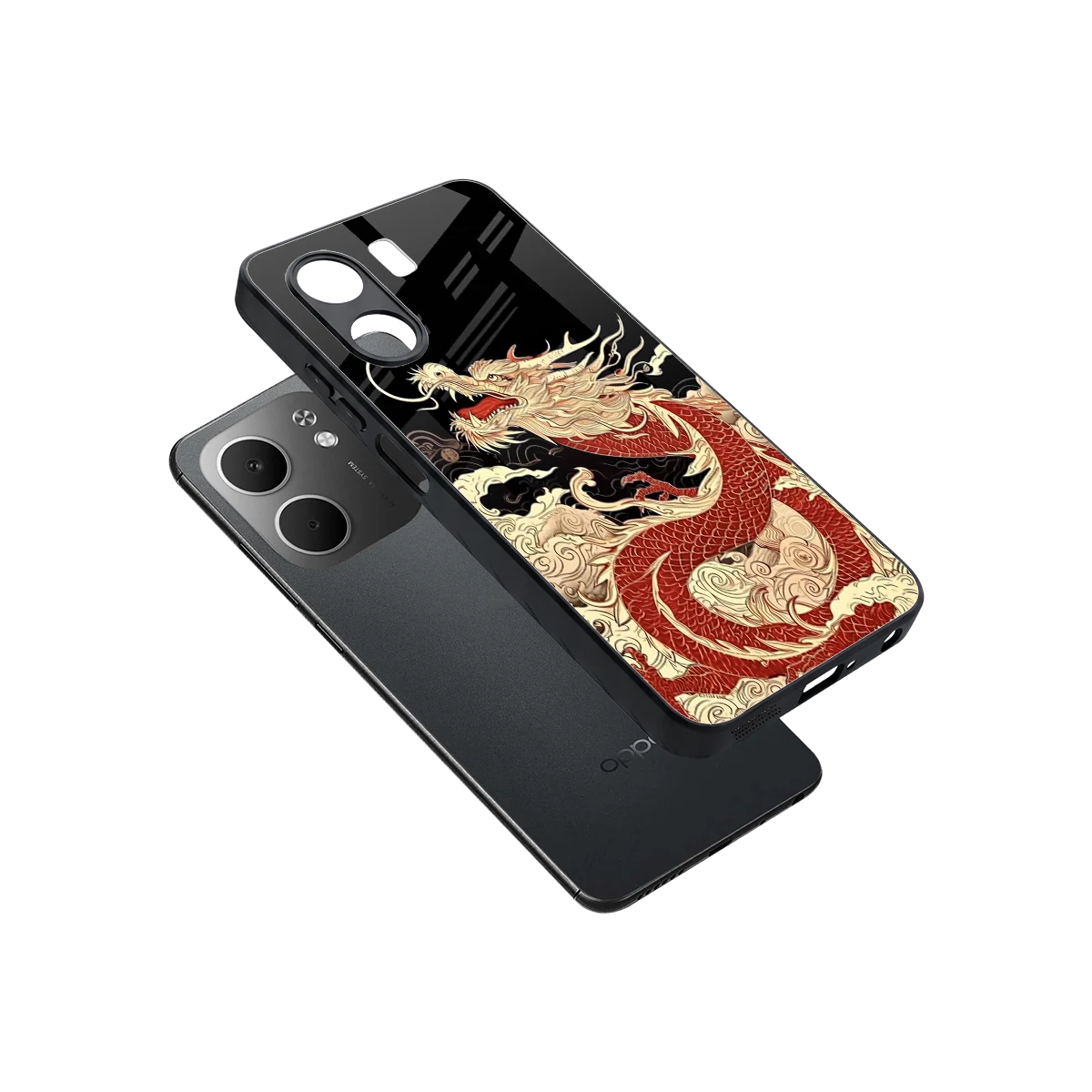 Dragon Spirit sleek oppo a5x 5g cover with tempered glass back and TPU edges