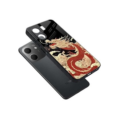 Dragon Spirit sleek oppo a5x 5g cover with tempered glass back and TPU edges