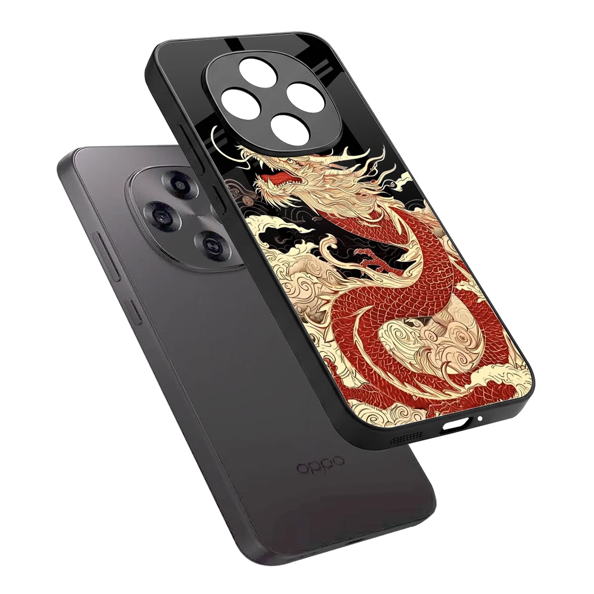 Dragon Spirit sleek oppo f31 pro 5g cover with tempered glass back and TPU edges