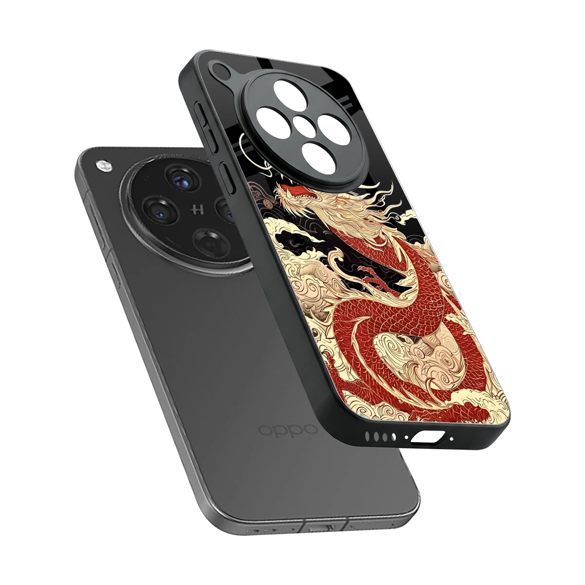 Dragon Spirit sleek oppo find x8 cover with tempered glass back and TPU edges