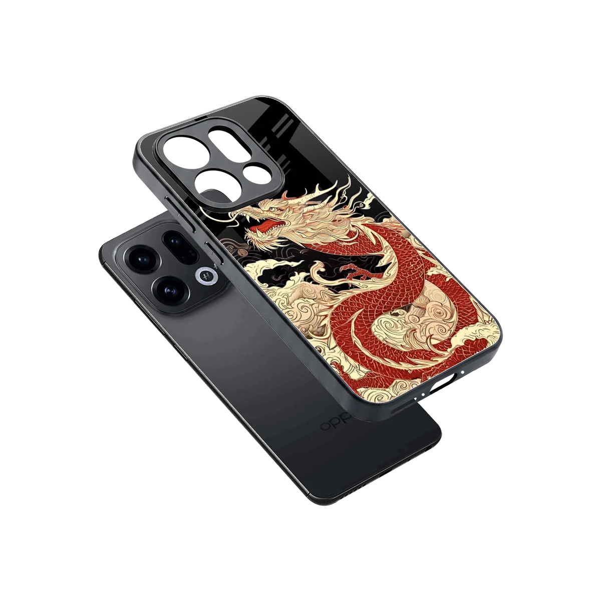 Dragon Spirit sleek oppo find x9 cover with tempered glass back and TPU edges