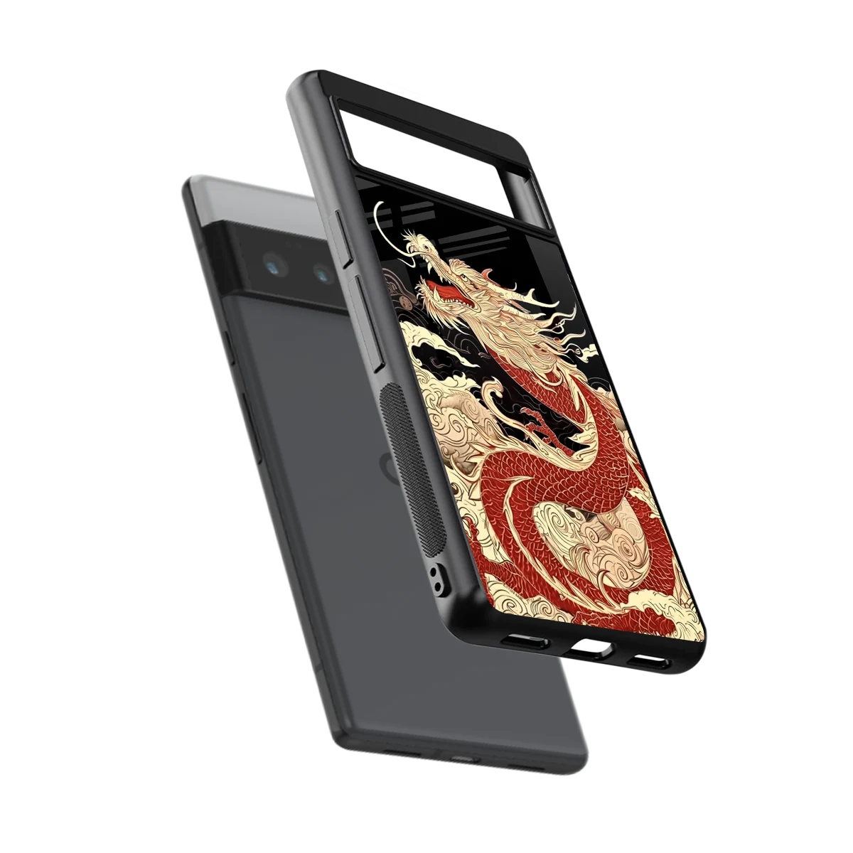 Dragon Spirit sleek google pixel 6 pro cover with tempered glass back and TPU edges
