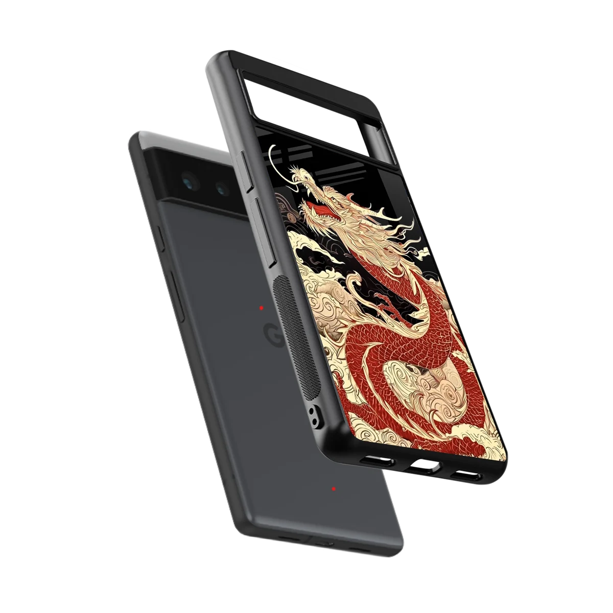 Dragon Spirit sleek google pixel 6a cover with tempered glass back and TPU edges