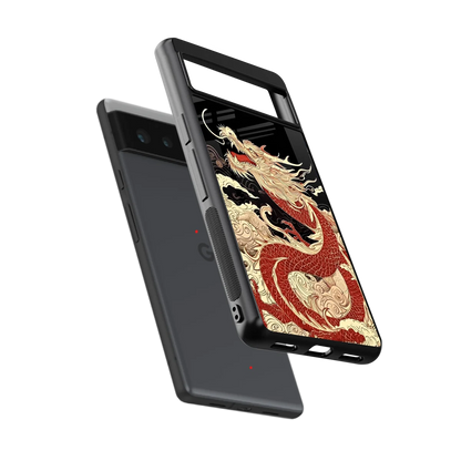 Dragon Spirit sleek google pixel 6a cover with tempered glass back and TPU edges