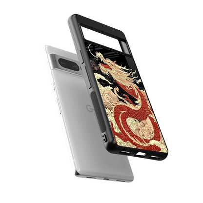 Dragon Spirit sleek google pixel 7 pro cover with tempered glass back and TPU edges