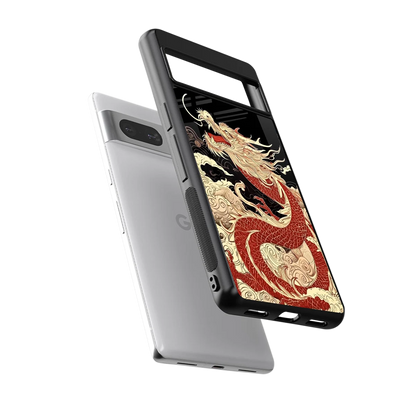 Dragon Spirit sleek google pixel 7a cover with tempered glass back and TPU edges