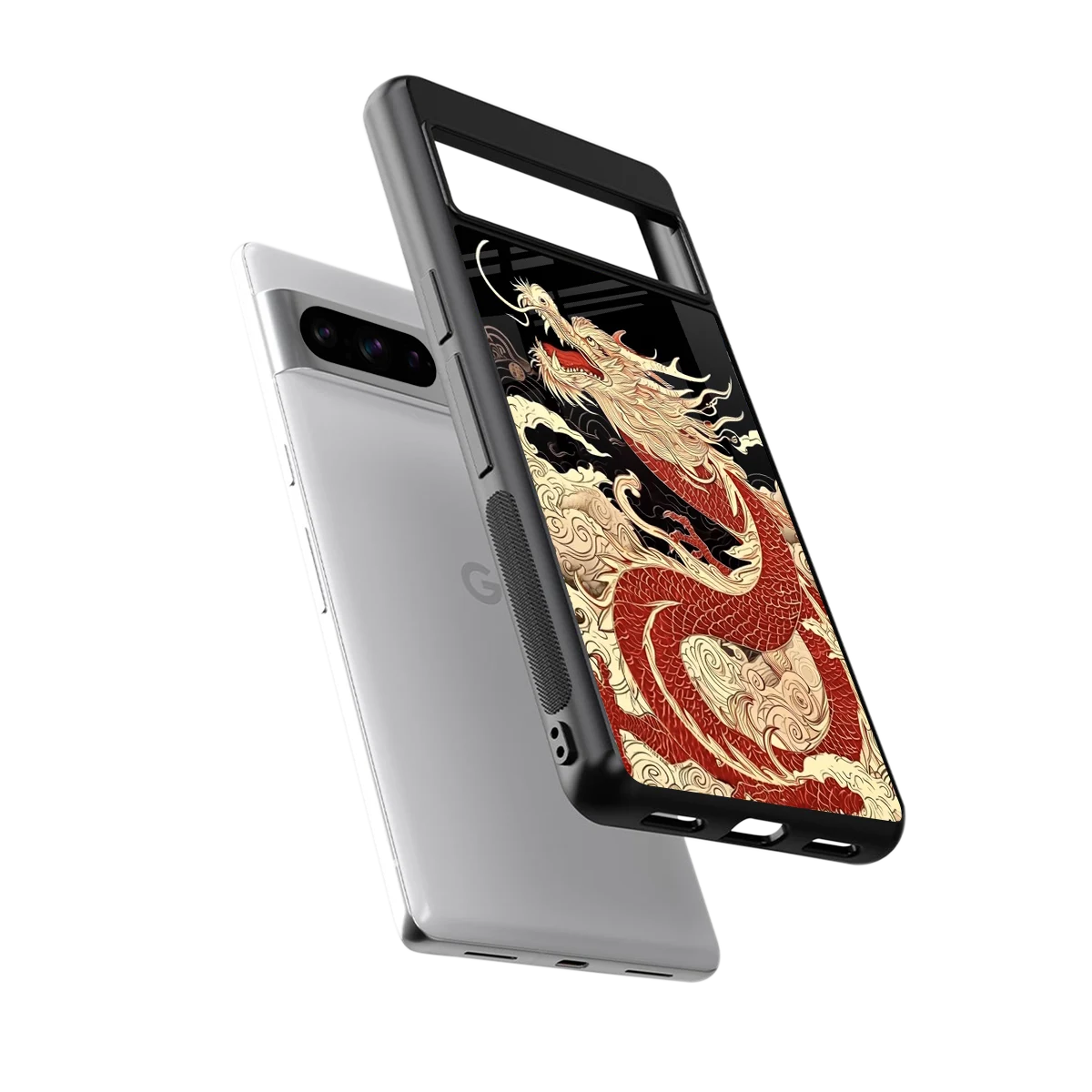 Dragon Spirit sleek google pixel 8 pro cover with tempered glass back and TPU edges