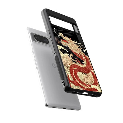 Dragon Spirit sleek google pixel 8 cover with tempered glass back and TPU edges