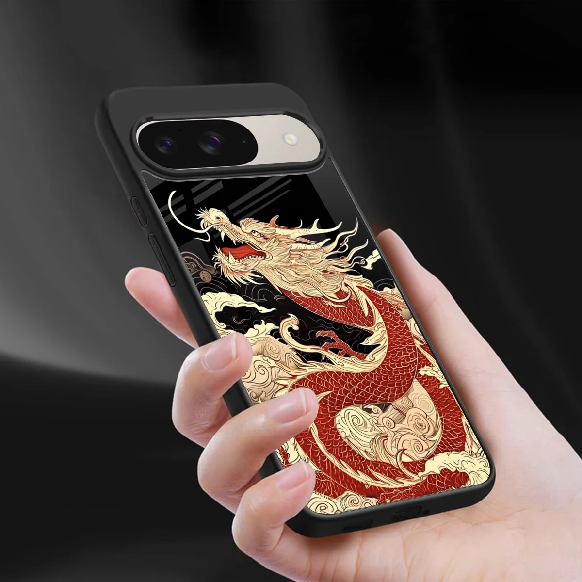Dragon Spirit sleek google pixel 9 cover with tempered glass back and TPU edges