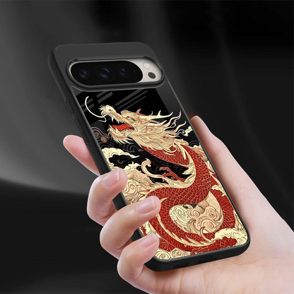 Dragon Spirit sleek google pixel 9 pro cover with tempered glass back and TPU edges
