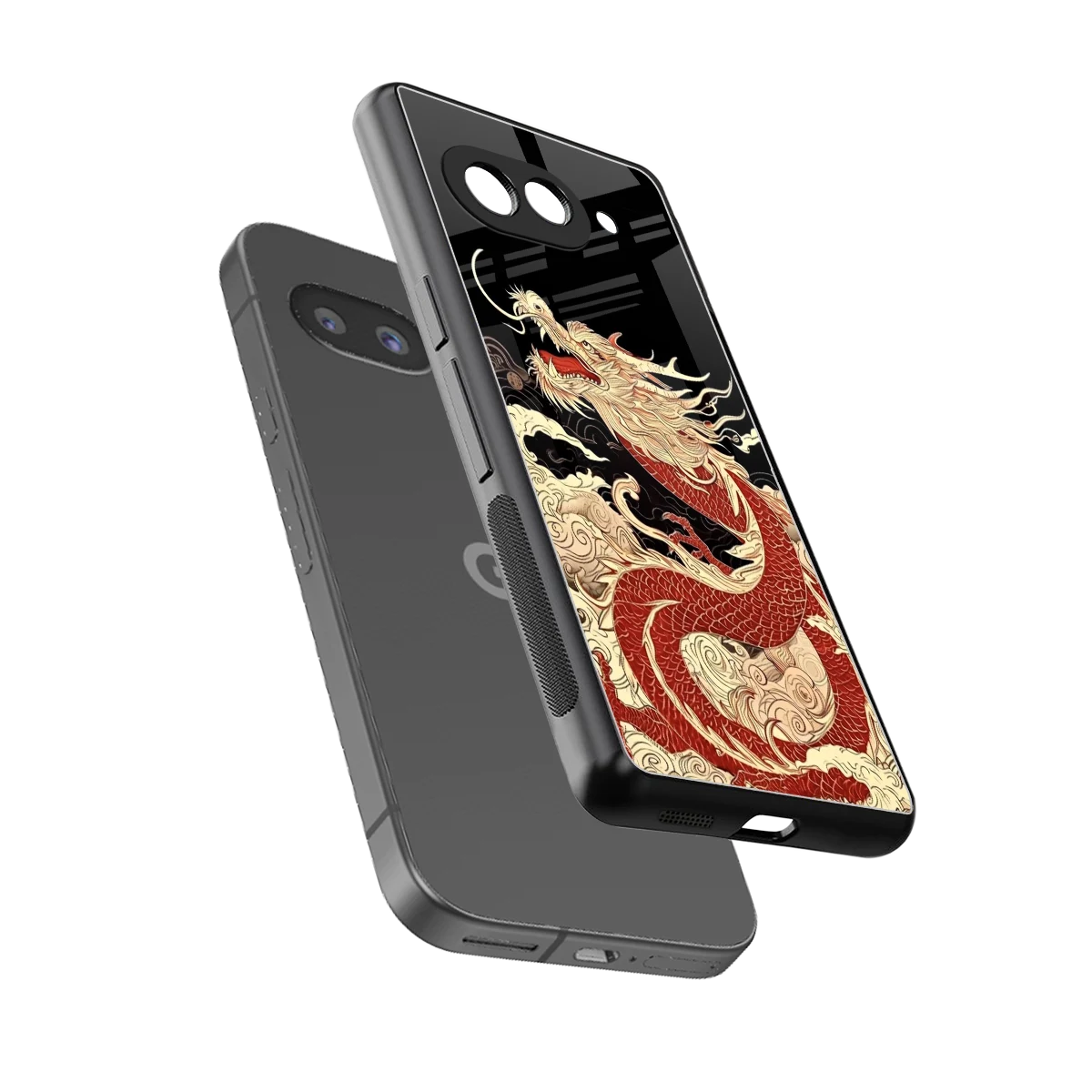 Dragon Spirit sleek google pixel 9a cover with tempered glass back and TPU edges