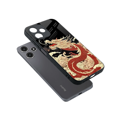Dragon Spirit sleek redmi 12 5g cover with tempered glass back and TPU edges