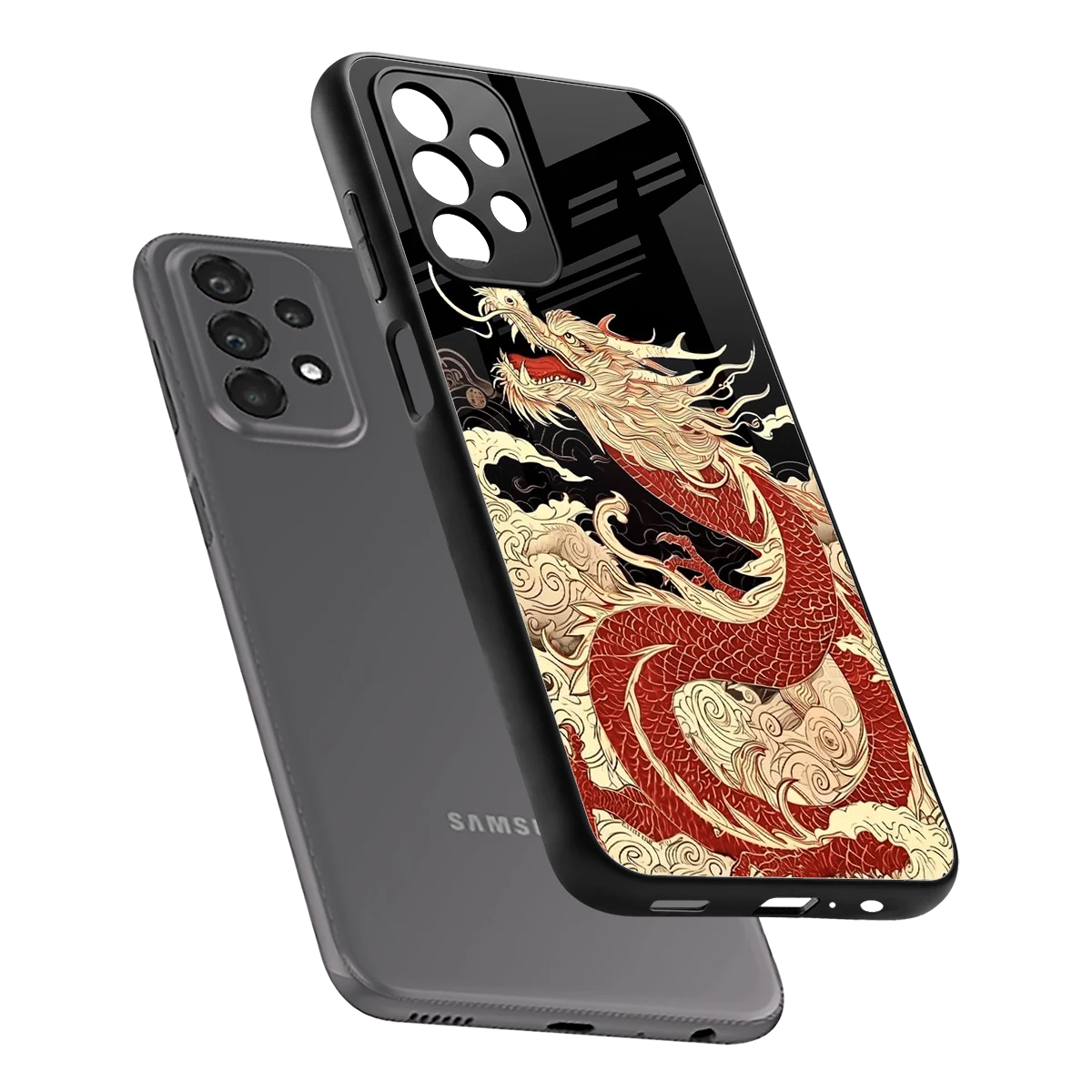 Dragon Spirit sleek samsung galaxy a23 cover with tempered glass back and TPU edges