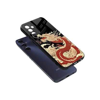 Dragon Spirit sleek samsung galaxy m14 5g cover with tempered glass back and TPU edges