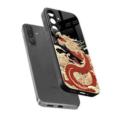 Dragon Spirit sleek samsung galaxy m56 5g cover with tempered glass back and TPU edges