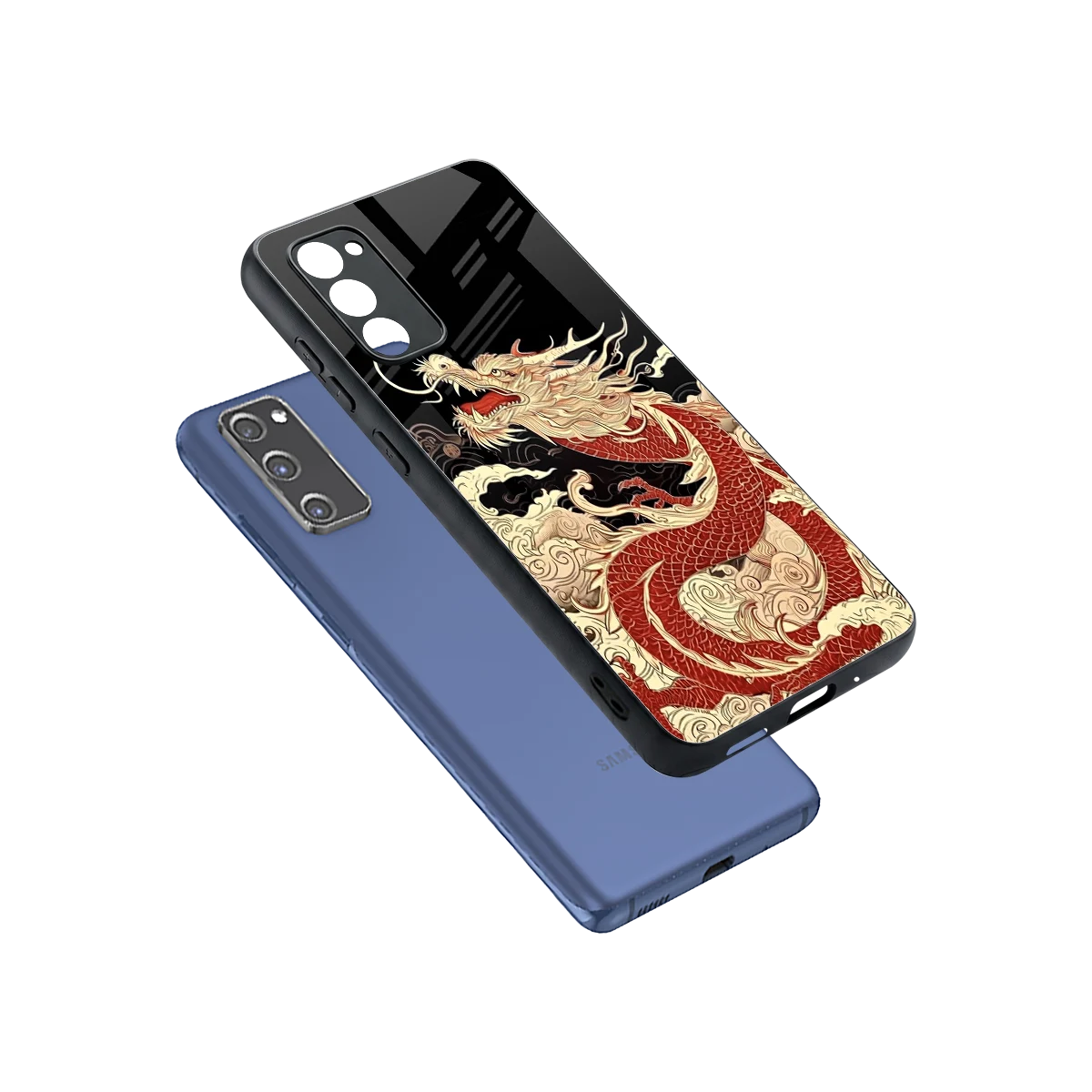 Dragon Spirit sleek samsung galaxy s20 fe cover with tempered glass back and TPU edges