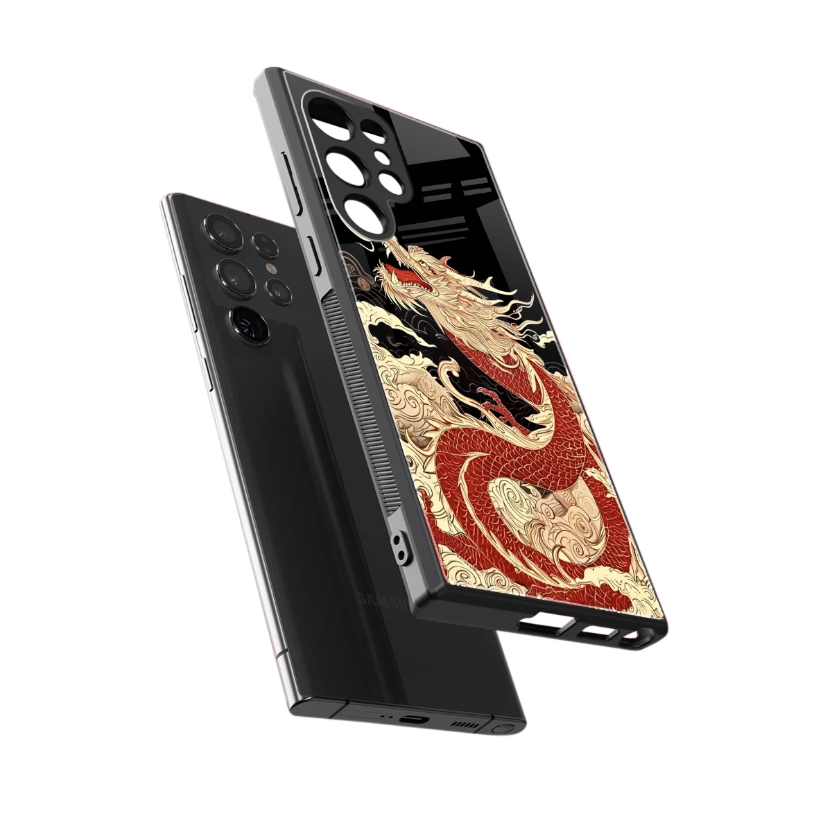 Dragon Spirit sleek samsung galaxy s23 ultra cover with tempered glass back and TPU edges