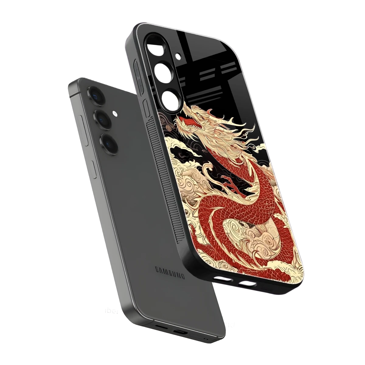 Dragon Spirit sleek samsung galaxy s24 cover with tempered glass back and TPU edges
