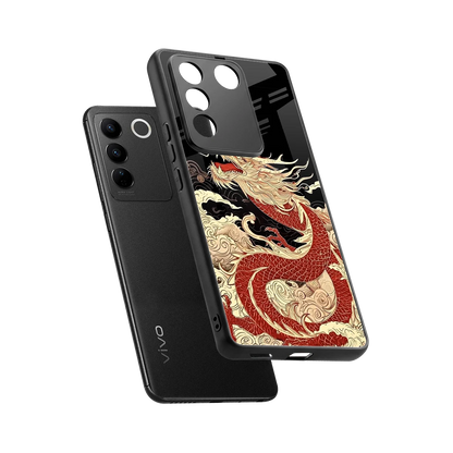 Dragon Spirit sleek vivo v27 5g cover with tempered glass back and TPU edges