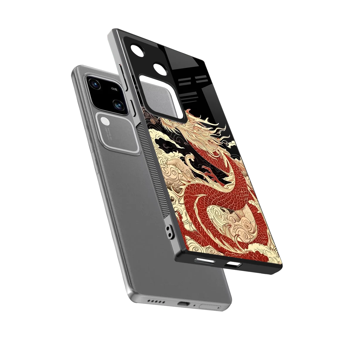 Dragon Spirit sleek vivo v30 cover with tempered glass back and TPU edges