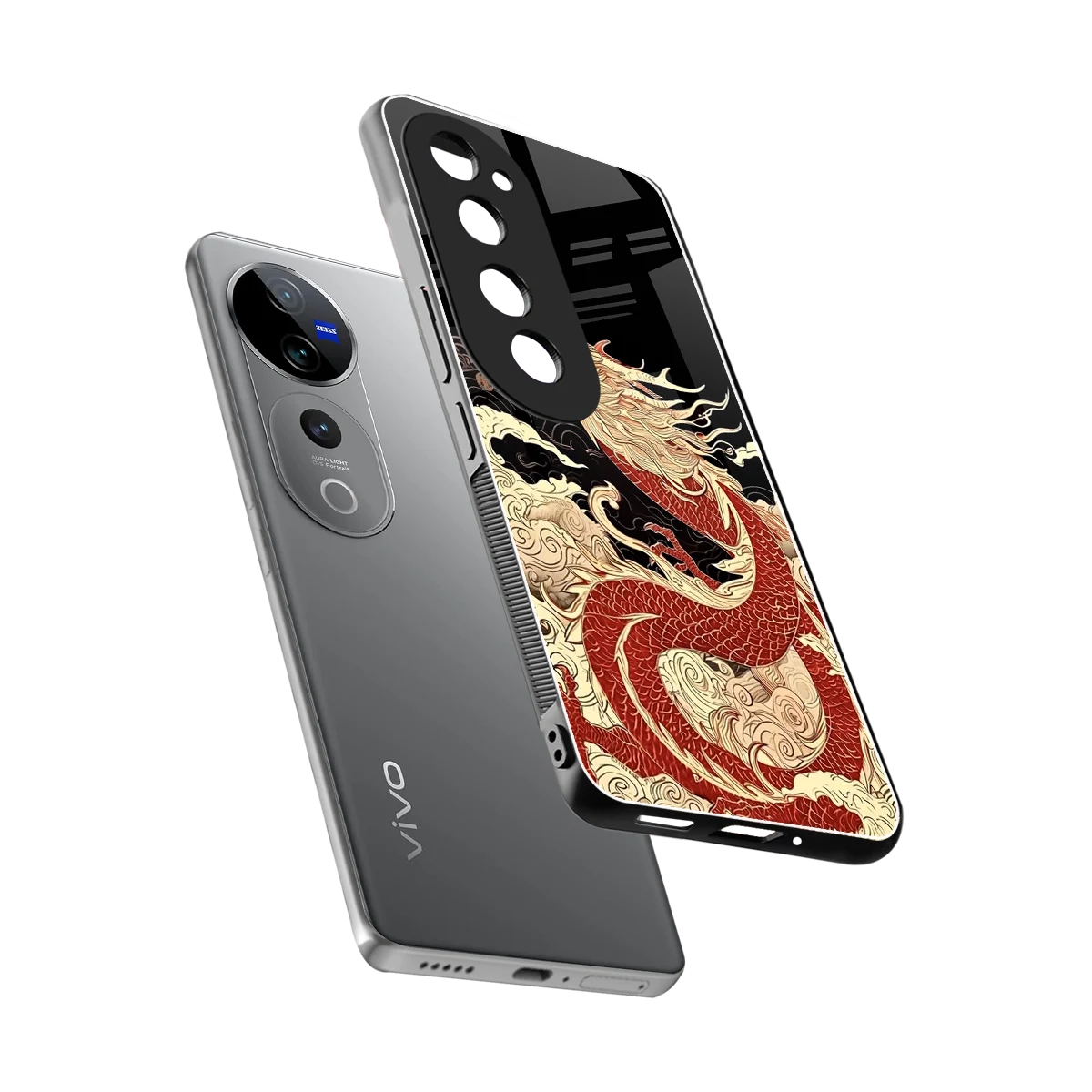 Dragon Spirit sleek vivo v40 pro cover with tempered glass back and TPU edges