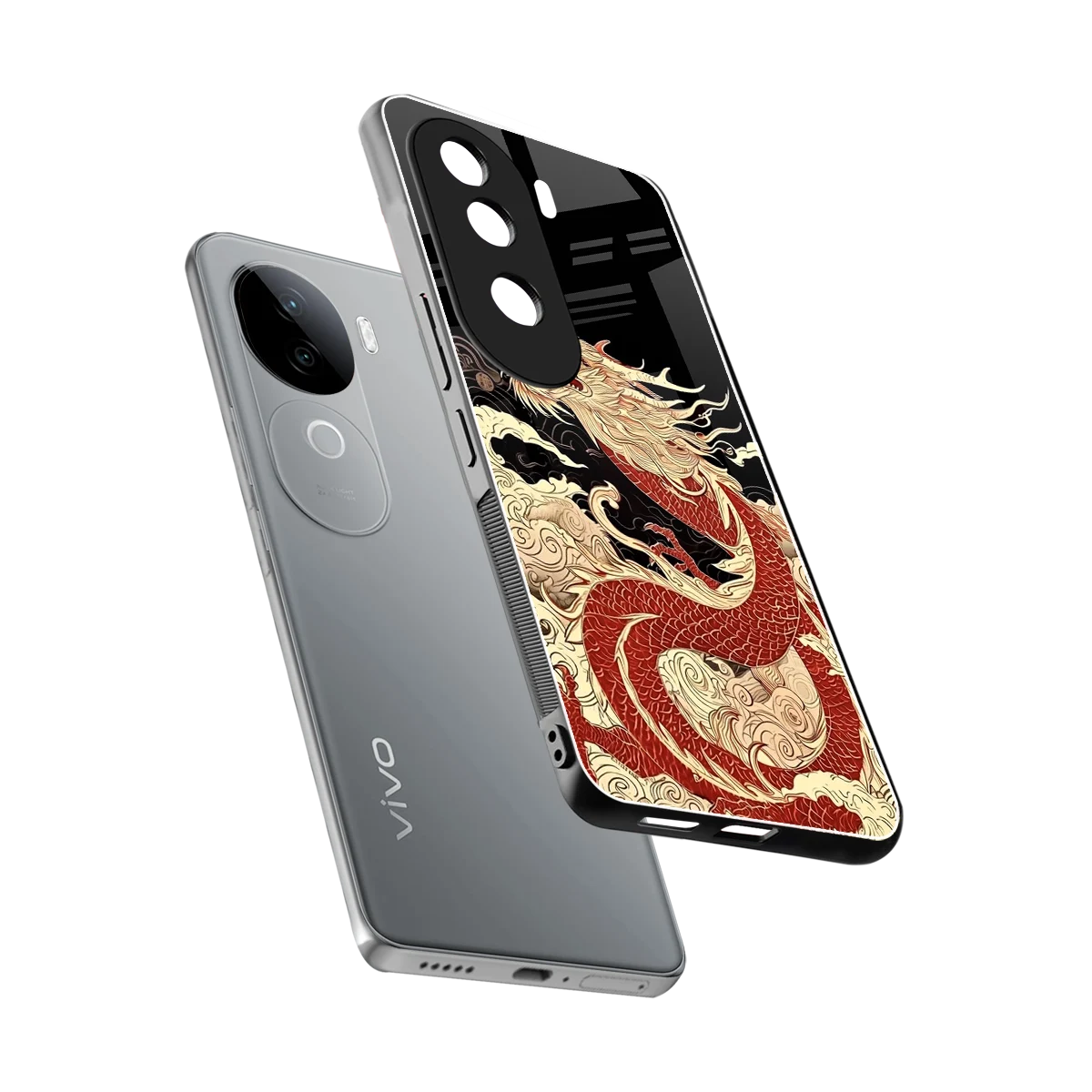 Dragon Spirit sleek vivo v40e cover with tempered glass back and TPU edges